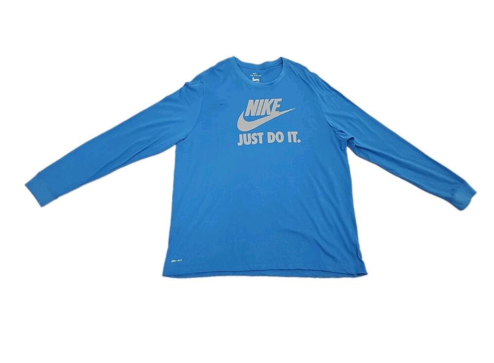 NIKE DRI-FIT JUST DO IT LIGHT BLUE ATHLETIC MEN’S Jersey Pullover Mens 3XL GYM